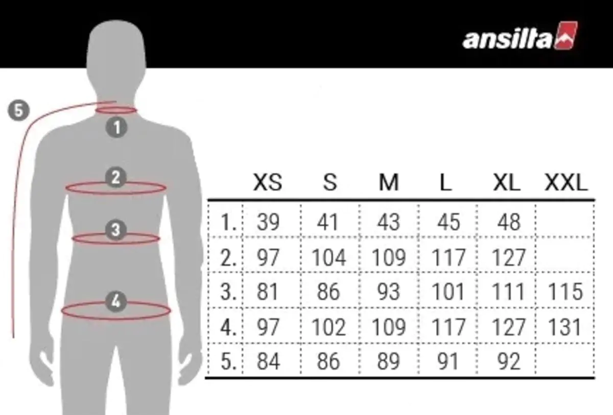 Размерная сетка Ansilta